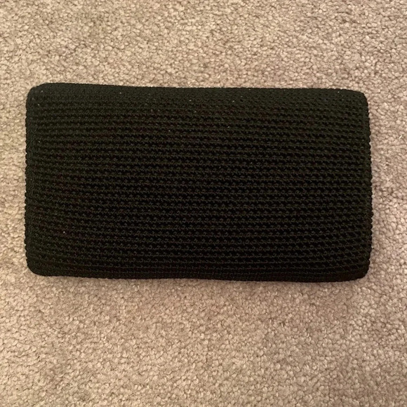 The Sak Women's Black Crochet Trifold Wallet Fold over Snap Closure - Picture 4 of 14